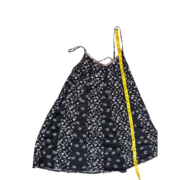 Black Floral Spaghetti Strap Mini Dress With Lace Trim L - Picture 4 of 5